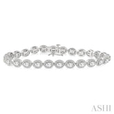 5 ctw Oval & Round Cut Diamond Halo Tennis Bracelet in 14K White Gold